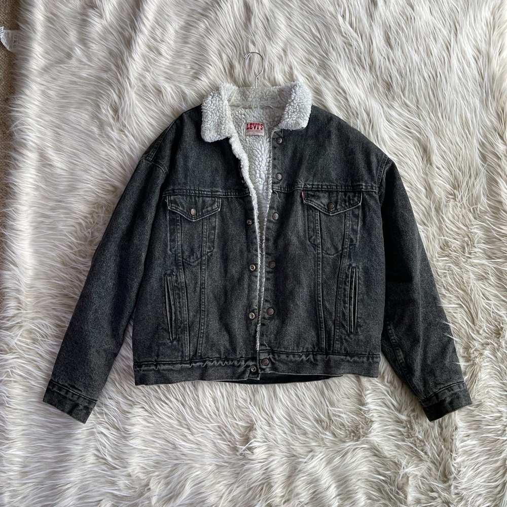 Vintage Levi’s Sherpa Lined Trucker Jacket Black XL (Made In The U.S.A) - Picture 2 of 7